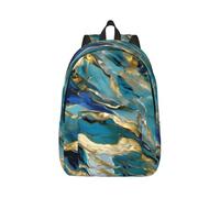 Longzehao Azurite Teal Foil Gold Oil Marble Pattern Print Canvas Backpack,Casual Light Sport Rucksack Travel Multipurpos Bag, Black, S, Maya Bay Short Sleeve Classic Fit Shirt