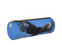 Longzehao Bald eagle1 Print Leather Pen Pouch Storage case Makeup Bag Office Stationerys Markers Case.