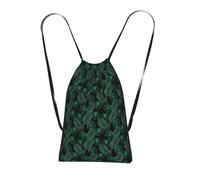 Longzehao Banana Leaf Green Print Drawstring Backpack,String Backpack Storage bag for Gym Traveling Sport Beach Swim
