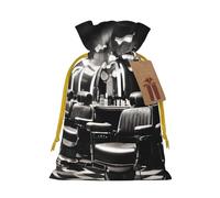 Longzehao Barber Shop Monochrome Style Print Christmas Drawstring Gift Bags,Gift Wrapping Bag for Xmas Holiday Birthday Party