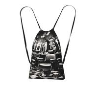 Longzehao Barber Shop Monochrome Style Print Drawstring Backpack,String Backpack Storage bag for Gym Traveling Sport Beach Swim