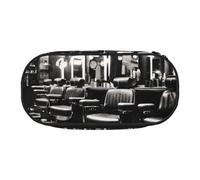 LONGZEHAO Barber Shop Monochrome Style Print Simple rectangle Pen bag Storage case for Office supplies,cosmetics,toiletries