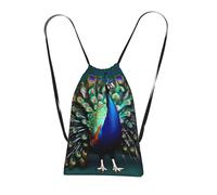 Longzehao Beautiful peacock Print Drawstring Backpack,String Backpack Storage bag for Gym Traveling Sport Beach Swim