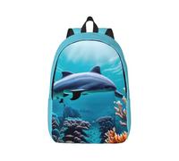 Longzehao Beautiful Underwater World Dolphins Coral Print Canvas Fashions Backpacks,Casual Lightweight Sports Rucksack Travel Multipurpose Bag