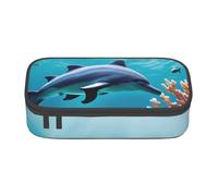 Longzehao Beautiful Underwater World Dolphins Coral Print Pencil Case Large Capacity Storage Pouch Holder Office Organizer box Makeup Bag