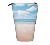 Longzehao Beautiful view of the sea Print Telescopic Pencil Bag Pen Holder Pop Up Storage Case,Standing Portable pen Case, Black, One Size