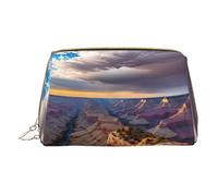 Longzehao Beauty Grand Canyon Leather Makeup Bag with Zipper Print Design, White, One Size, white, One Size