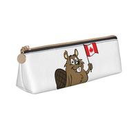 Longzehao Beaver Print Simple triangular Pen case Storage bag for Office supplies, cosmetics, toiletries, White, One Size, Art Deco