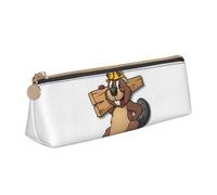 Longzehao beaver working Print Simple triangular Pen case Storage bag for Office supplies, cosmetics, toiletries, White, One Size, Art Deco