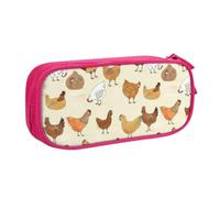 LONGZEHAO Big Capacity A Brood of Chickens Print Pencil Case,Double layer zipper Pencil box Makeup Pouch Organizer