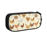 LONGZEHAO Big Capacity A Brood of Chickens Print Pencil Case,Double layer zipper Pencil box Makeup Pouch Organizer