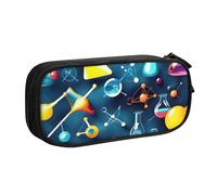 LONGZEHAO Big Capacity Abstract Science Chemistry Print Pencil Case,Double layer zipper Pencil box Makeup Pouch Organizer