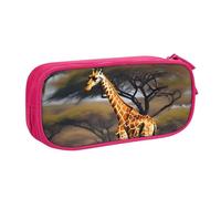 LONGZEHAO Big Capacity Africa Giraffe Majestic Tree Print Pencil Case,Double layer zipper Pencil box Makeup Pouch Organizer