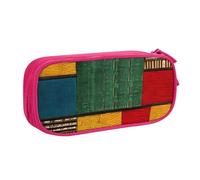 LONGZEHAO Big Capacity African Style Patchwork Print Pencil Case,Double layer zipper Pencil box Makeup Pouch Organizer