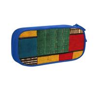 LONGZEHAO Big Capacity African Style Patchwork Print Pencil Case,Double layer zipper Pencil box Makeup Pouch Organizer