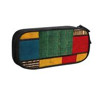 LONGZEHAO Big Capacity African Style Patchwork Print Pencil Case,Double layer zipper Pencil box Makeup Pouch Organizer
