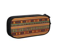 LONGZEHAO Big Capacity african weaving Print Pencil Case,Double layer zipper Pencil box Makeup Pouch Organizer