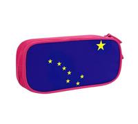 LONGZEHAO Big Capacity Alaska state flag Print Pencil Case,Double layer zipper Pencil box Makeup Pouch Organizer