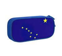 LONGZEHAO Big Capacity Alaska state flag Print Pencil Case,Double layer zipper Pencil box Makeup Pouch Organizer
