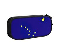 LONGZEHAO Big Capacity Alaska state flag Print Pencil Case,Double layer zipper Pencil box Makeup Pouch Organizer