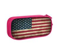 LONGZEHAO Big Capacity American flag Print Pencil Case,Double layer zipper Pencil box Makeup Pouch Organizer