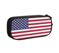 LONGZEHAO Big Capacity American flag Print Pencil Case,Double layer zipper Pencil box Makeup Pouch Organizer