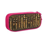 LONGZEHAO Big Capacity Ancient Egyptian Hieroglyph Print Pencil Case,Double layer zipper Pencil box Makeup Pouch Organizer