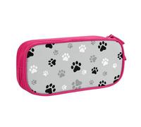 LONGZEHAO Big Capacity Animal Paw Prints Print Pencil Case,Double layer zipper Pencil box Makeup Pouch Organizer