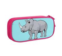 LONGZEHAO Big Capacity animal rhino Print Pencil Case,Double layer zipper Pencil box Makeup Pouch Organizer