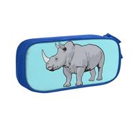 LONGZEHAO Big Capacity animal rhino Print Pencil Case,Double layer zipper Pencil box Makeup Pouch Organizer