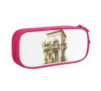 LONGZEHAO Big Capacity Antique Building with Roman Olive Branch and Greek Print Pencil Case,Double layer zipper Pencil box Makeup Pouch Organizer
