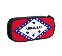 LONGZEHAO Big Capacity Arkansas State Flag Print Pencil Case,Double layer zipper Pencil box Makeup Pouch Organizer