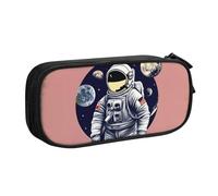 LONGZEHAO Big Capacity Astronaut on The Moon 1 Print Pencil Case,Double layer zipper Pencil box Makeup Pouch Organizer