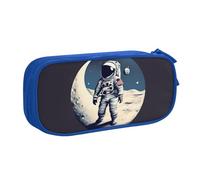 LONGZEHAO Big Capacity Astronaut on The Moon Print Pencil Case,Double layer zipper Pencil box Makeup Pouch Organizer