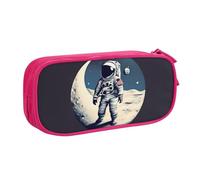 LONGZEHAO Big Capacity Astronaut on The Moon Print Pencil Case,Double layer zipper Pencil box Makeup Pouch Organizer