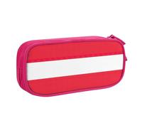 LONGZEHAO Big Capacity Austrian flag Print Pencil Case,Double layer zipper Pencil box Makeup Pouch Organizer