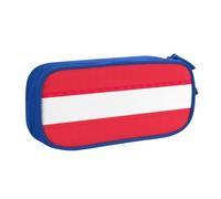 LONGZEHAO Big Capacity Austrian flag Print Pencil Case,Double layer zipper Pencil box Makeup Pouch Organizer