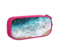 LONGZEHAO Big Capacity Beautiful ocean waves Print Pencil Case,Double layer zipper Pencil box Makeup Pouch Organizer