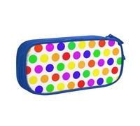 LONGZEHAO Big Capacity Beautiful Polka Dot Print Pencil Case,Double layer zipper Pencil box Makeup Pouch Organizer