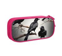 LONGZEHAO Big Capacity Black Crow Birds on a branch Print Pencil Case,Double layer zipper Pencil box Makeup Pouch Organizer