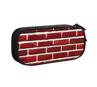 LONGZEHAO Big Capacity Brick Red Stone Print Pencil Case,Double layer zipper Pencil box Makeup Pouch Organizer