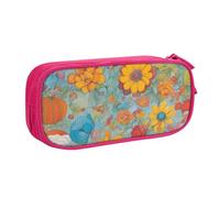 LONGZEHAO Big Capacity Bright Color Print Pencil Case,Double layer zipper Pencil box Makeup Pouch Organizer