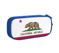 LONGZEHAO Big Capacity California State Flag Print Pencil Case,Double layer zipper Pencil box Makeup Pouch Organizer
