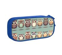 LONGZEHAO Big Capacity Cartoon Owls Cute Print Pencil Case,Double layer zipper Pencil box Makeup Pouch Organizer