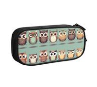 LONGZEHAO Big Capacity Cartoon Owls Cute Print Pencil Case,Double layer zipper Pencil box Makeup Pouch Organizer
