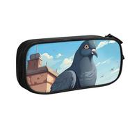 LONGZEHAO Big Capacity cartoon pigeon Print Pencil Case,Double layer zipper Pencil box Makeup Pouch Organizer
