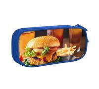 LONGZEHAO Big Capacity Chicken leg burger drink Print Pencil Case,Double layer zipper Pencil box Makeup Pouch Organizer