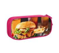 LONGZEHAO Big Capacity Chicken leg burger drink Print Pencil Case,Double layer zipper Pencil box Makeup Pouch Organizer