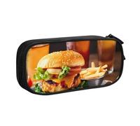 LONGZEHAO Big Capacity Chicken leg burger drink Print Pencil Case,Double layer zipper Pencil box Makeup Pouch Organizer