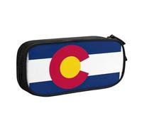 LONGZEHAO Big Capacity Colorado state flag Print Pencil Case,Double layer zipper Pencil box Makeup Pouch Organizer